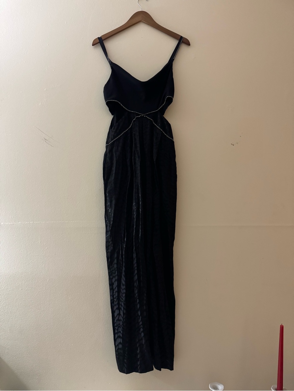 Topshop Black Beaded Trim Slip Maxi Dress